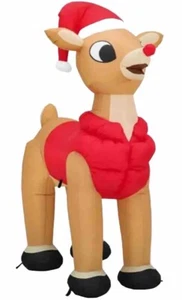 Reno Rudolph el Nariz Roja con Nariz Parpadeante Navidad Inflable de Gemmy - Imagen 1 de 4