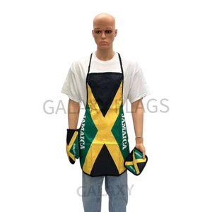 Juego de 3 piezas de cocina y barbacoa bandera de Jamaica con delantal horno mitón soporte bandera de Jamaica - Imagen 1 de 6