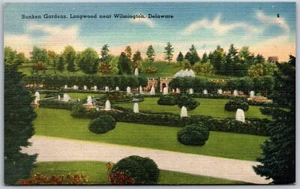 Vtg Wilmington Delaware DE Sunken Gardens Longwood 1940s View Postcard - Picture 1 of 2