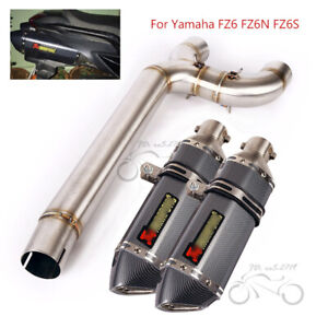 Slip for Yamaha FZ6 FZ6N FZ6S 2004-2011 Muffler Tips 370mm Exhaust Mid Link Pipe