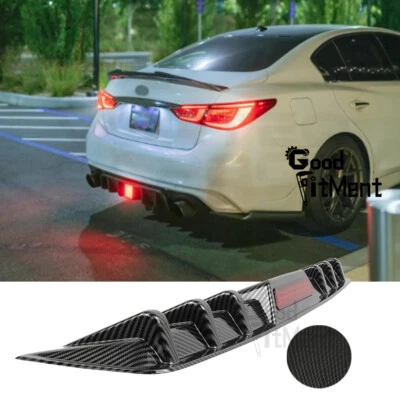 For Infiniti Q50 G35 G37 Carbon Fiber Rear Bumper Diffuser Lip W/Red LED Light - Image 1 of 4