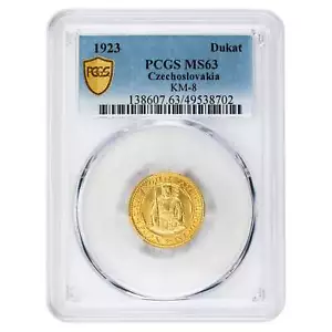 Czechoslovakia 1923 1 One Dukat Gold Coin KM #8 - PCGS MS-63 - Picture 1 of 4