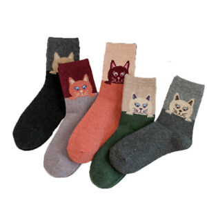 5 Pairs Women Ladies Thick Winter Socks Warm Wool Christmas Nordic Novelty Sock