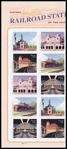 US 5758a-5762a 5762c Railroad Stations imperf NDC plate block 10 L MNH 2023 - Picture 1 of 1