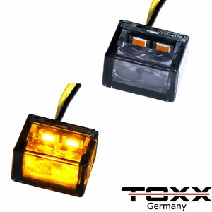 ToXx Micro Mini Intermitentes LED Cubo Dado Negro Tintado Moto Custom Chopper - Imagen 1 de 3