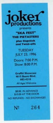 The Pietasters Concert Ticket Graffiti Showcase Pittsburgh, PA 1996 - Image 1 of 2
