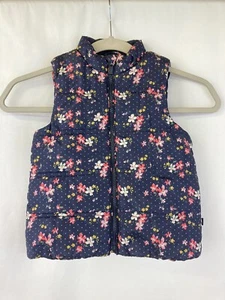 Baby Gap Girls 4 Years Navy Floral Puffer Vest Unworn Condition Toddler - Picture 1 of 7