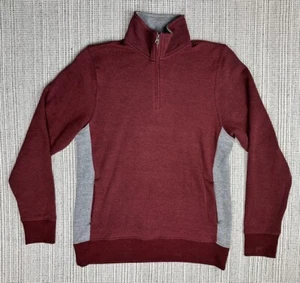 Homage Mens Size Medium Maroon Gray Sweatshirt Pullover 1/4 Zip Long Sleeve Soft - Picture 1 of 19