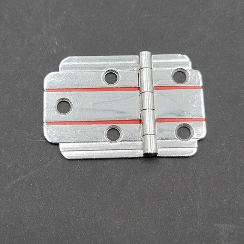 Vintage Antique Deco Chrome Stepped Skyscraper Red Flat Cabinet Hinge 2.25"x1.5" Cover