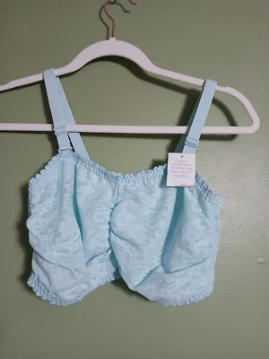 Bandeau Lace Bralette Wirefree Nylon Cacique Lane Bryant Blue Nwt 14/16 Tube  - Image 1 of 4