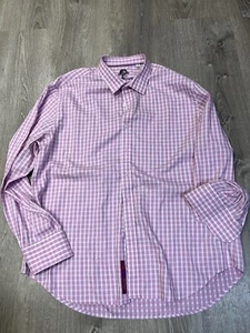 ROBERT GRAHAM Dress Shirt Mens XXL Button Up Plaid Long Sleeve White Pink Collar - Picture 1 of 2