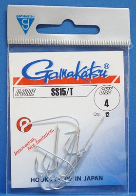Gamakatsu SS15/T Größe #4 salzwasserbeständig 12 Haken Gamakatsu SS15/T #4 - Bild 1 von 2