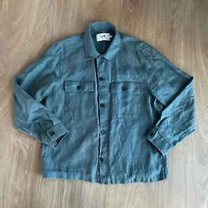 NN07 No Nationality Wilas 1196 Mens Breezy Linen Overshirt in Blue Size XL - Picture 1 of 6