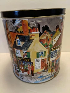 Old Fashion Cobblestone Village Town Large Round Tin 7-1/4 x 6-1/2 Regent's Park - Picture 1 of 4