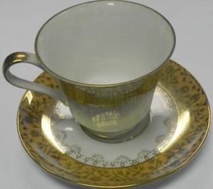 NAPCO ORANGE & GOLD TEACUP & SAUCER SET - Picture 1 of 12