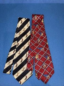 Lot Of 2 Golf Theme Nautica & Dimoda Neck Ties Silk - Picture 1 of 2