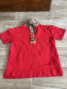 Burberry Baby Jungen Poloshirt Kurzarm Rot 10y Kariert Baumwolle Oberteile Pferd - Bild 1 von 8