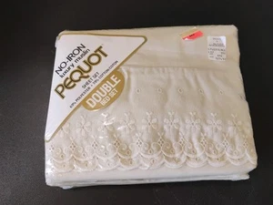 Vintage Pequot Luxury Muslin Sheet Set Polyester Cotton No Iron Lace New - Picture 1 of 9