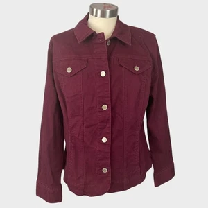 Charter Club Womens Large Cotton Spandex Button Front Jacket  - Picture 1 of 8