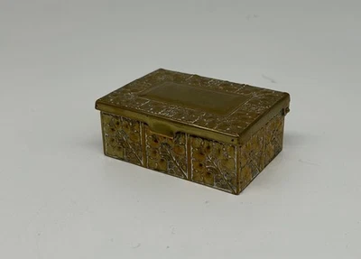 Erhard Et Fils Petit Coffre En Laiton Style Art Nouveau 7,6 X 5,2 Cm - Photo 1/4