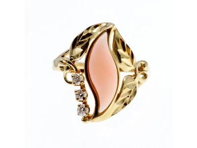 Anillo de oro amarillo de 14K ágata rosa y zafiros talla 5,5 Foto 1 de 4