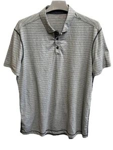 Camisa Polo Lululemon Chip Shot Para Hombres Grande Gris Rayas Golf Ventilada X Estática - Imagen 1 de 4