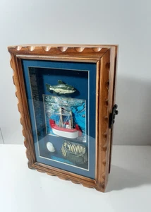 Nautical Shadow Box Hidden 4 Hook Key Holder Cabinet Wall Mount - Bild 1 von 10