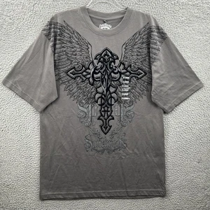 Southpole Shirt Mens XL Dark Gray Winged Cross Graphic Tee Streetwear Tribal - Picture 1 of 12