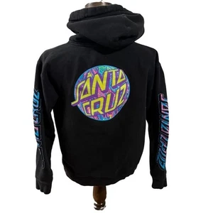 Vintage Santa Cruz Skateboards Black Hoodie Psychedelic Sleeve Hits - Bild 1 von 6