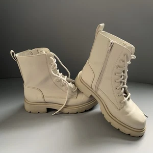 No Boundaries Memory Foam Lace Up Grunge Punk Tan Chunky Combat Boots WOMENS 6 - Picture 1 of 12