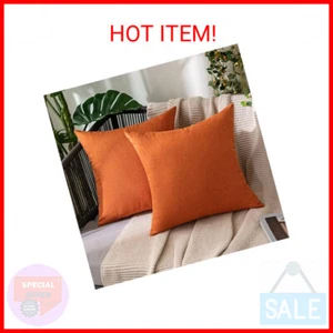 MIULEE Pack of 2 Decorative Outdoor Solid Waterproof Throw Pillow Covers Faux Li - Picture 1 of 2