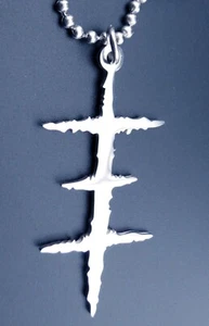 Psychic TV Halskette Edelstahl Kette & Anhänger pochende Griste Hellseher Kreuz - Bild 1 von 11