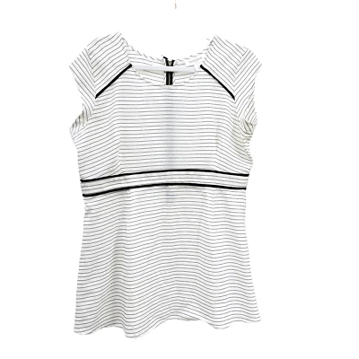 Motherhood Maternity Women Medium Pregnancy Babydoll Blouse White Black Stripes - Image 1 of 4