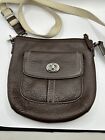 Coach Purse Brown Pebbled Leather Small Crossbody Swing Pack Bag Purse Turnlock