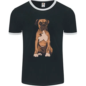 A Boxer Dog Mens Ringer T-Shirt FotL - Picture 1 of 36