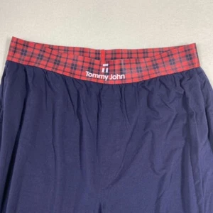 Tommy John Mens M Navy Plaid Band Lounge Pants Pockets Stretch Micro Modal Soft - Picture 1 of 10