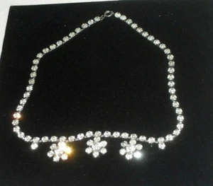 PRECIOSO COLLAR GARGANTILLA ART DECO AÑOS 40 CRISTAL TRANSPARENTE CORTE FACETA - Imagen 1 de 5