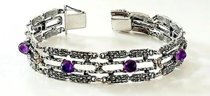 SILBER DESIGN ARMBAND ° 835 / 1000 ° AMETHYST ° MODERNIST ° Meistermarke TL °   - Bild 1 von 9