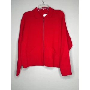 Casual Corner & Co. Neu mit Etikett rot Strick Reißverschluss Cardigan Jacke Vintage XL - Bild 1 von 6