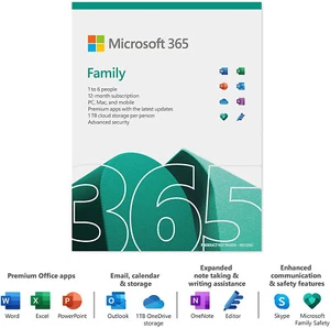 Paquete familiar Microsoft Office 365 6 usuarios 1 año PC Mac iOS Android el mismo día correo electrónico - Imagen 1 de 4
