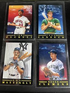 1991 Fleer Baseball Pro Visions 4-Card Lot: Canseco, Clemens, Mattingly, Puckett