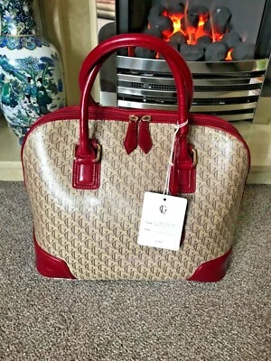 Sac fourre-tout Guy Laroche beige/vin textile et cuir monogramme - Photo 1/4