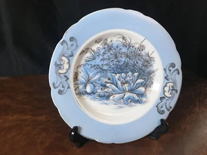 Früher Elbogen Porzellan Teller um 1833 handbemalt blau floral 25 cm - Bild 1 von 5