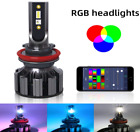 H11 Power LED CSP Headlight Fog Light Low Beam + RGB Bluetooth Phone Control