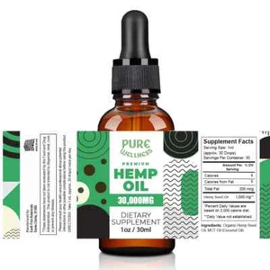 Premium 30,000 mg Hemp Oil For Pain Relief, Anxiety, Stress, Calm, Sleep-ORGANIC - Picture 1 of 9