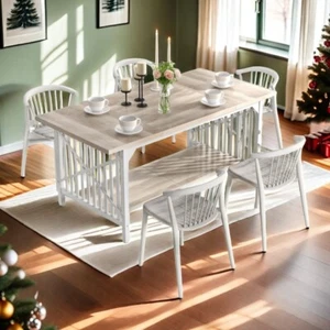 70.8'' Kitchen Dining Room Table for 4-8 People Farmhouse Wood Dinette Table - Picture 1 of 8