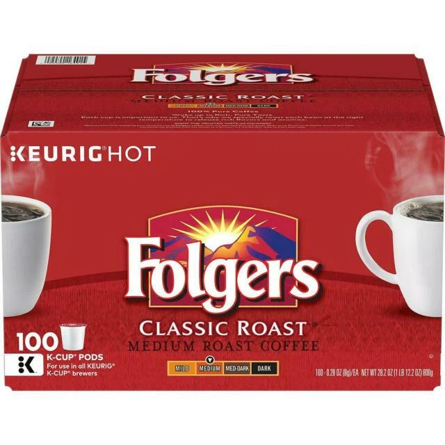 Folgers 980040790 Classic Medium Roast Coffee K-Cups -100 count