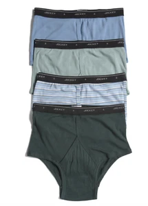 Men's Jockey 4-Pack 100% Cotton Classics Full-Rise Staynew Briefs - Multi Colors - Picture 1 of 4