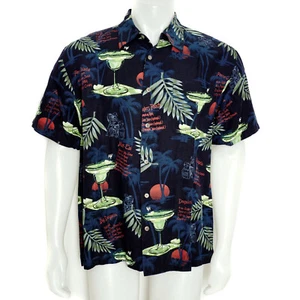 Big Dogs Hawaiian Camp Shirt with Margarita Glasses and Cocktails Navy Blue  - Picture 1 of 12
