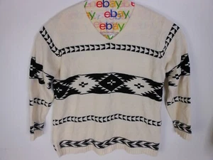 White Stag Plush Ivory Black Southwest Aztec Print Sweater Women's XL (16/18) - Picture 1 of 6